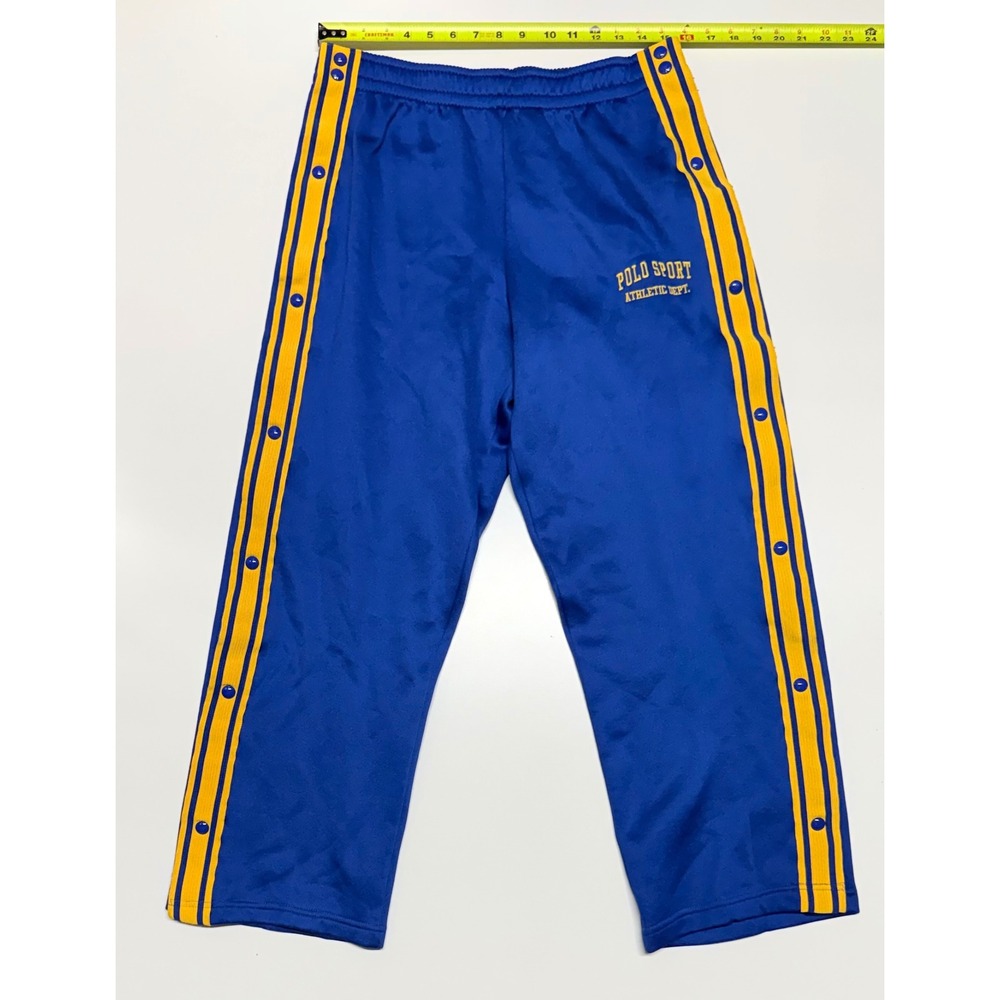 Polo Sport‎ Ralph Lauren Vintage Snap Tear Away Track Pants Blue Yellow Mens S